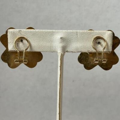 K575 14k Yellow Gold â€œXâ€ style Pierced French Clip Earrings 