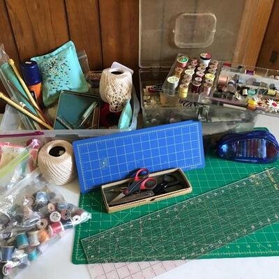 lot 69D Sewing Cutting Mats, Thread, Scissors and More