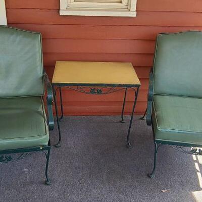 Lot 16P: Vintage Metal Patio Chairs and Table
