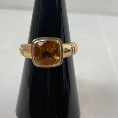 K584 14k Yellow Gold With Yellow Stone Ladies Ring 