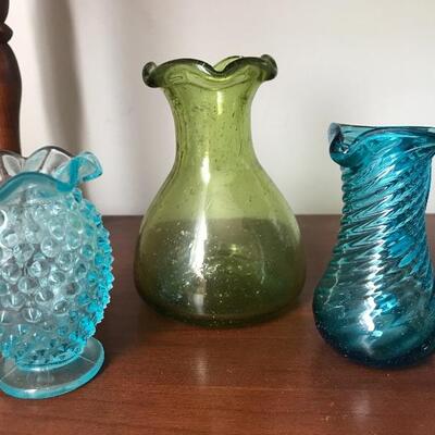 Lot 53L:  Hobnail, Crackle Glass and More Blue/Green Glass