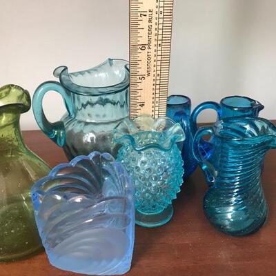 Lot 53L:  Hobnail, Crackle Glass and More Blue/Green Glass