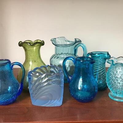 Lot 53L:  Hobnail, Crackle Glass and More Blue/Green Glass