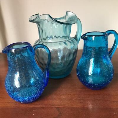 Lot 53L:  Hobnail, Crackle Glass and More Blue/Green Glass
