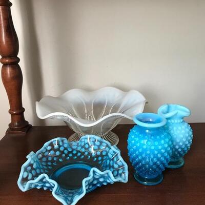 Lot 62L:  Hobnail Blue Glass and More
