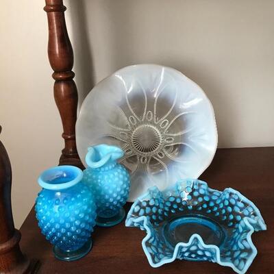 Lot 62L:  Hobnail Blue Glass and More