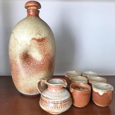 Lot 51L.: Signed Pottery Saki Set