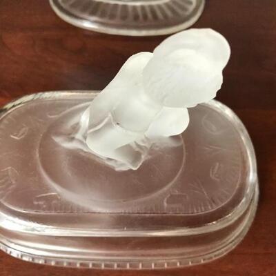 Lot 50L: Clear & Frosted Glass Candy Dish, Salt Wells, Bell and More