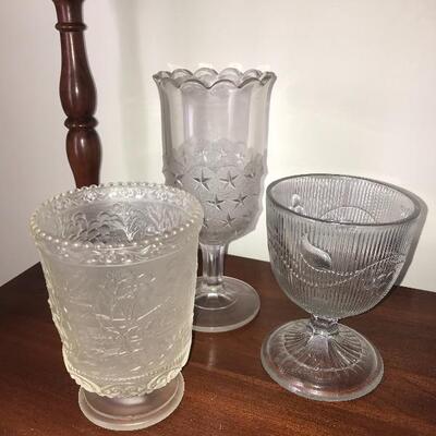 Lot 50L: Clear & Frosted Glass Candy Dish, Salt Wells, Bell and More