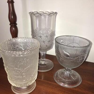 Lot 50L: Clear & Frosted Glass Candy Dish, Salt Wells, Bell and More