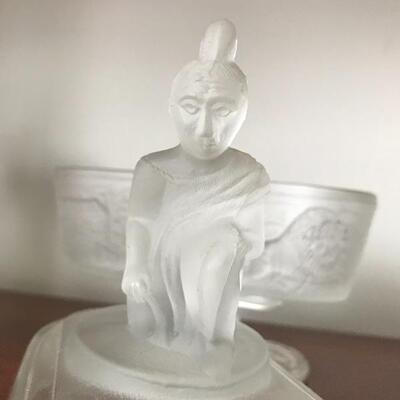Lot 50L: Clear & Frosted Glass Candy Dish, Salt Wells, Bell and More