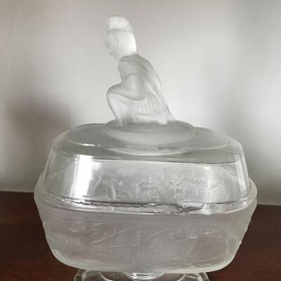 Lot 50L: Clear & Frosted Glass Candy Dish, Salt Wells, Bell and More