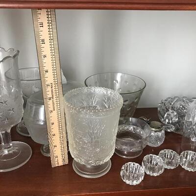 Lot 50L: Clear & Frosted Glass Candy Dish, Salt Wells, Bell and More