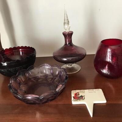 Lot 49L: Vintage Red Hobnail, Ruby Red Glass and More