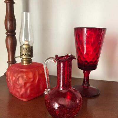 Lot 49L: Vintage Red Hobnail, Ruby Red Glass and More
