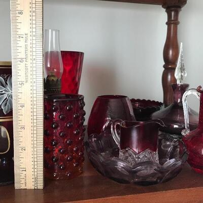 Lot 49L: Vintage Red Hobnail, Ruby Red Glass and More
