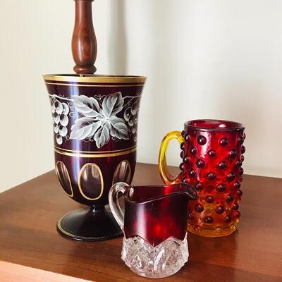 Lot 49L: Vintage Red Hobnail, Ruby Red Glass and More
