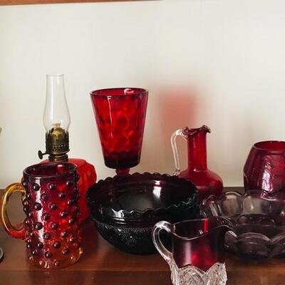 Lot 49L: Vintage Red Hobnail, Ruby Red Glass and More
