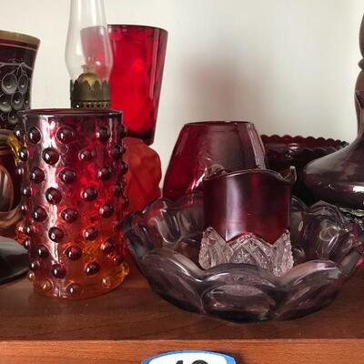 Lot 49L: Vintage Red Hobnail, Ruby Red Glass and More