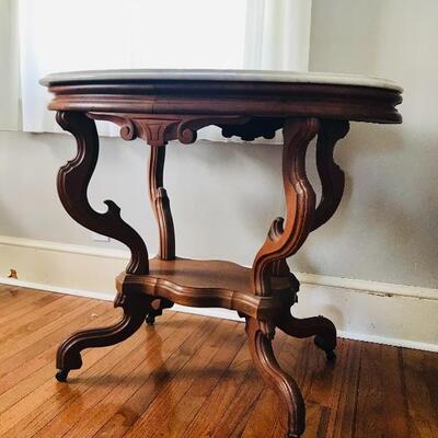 Lot 47L:  Antique Marble Top Table