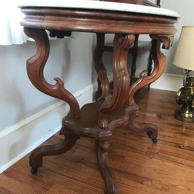 Lot 47L:  Antique Marble Top Table