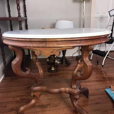 Lot 47L:  Antique Marble Top Table