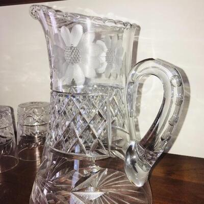 Lot 42L:  Antique Matching Pitcher and Glasses
