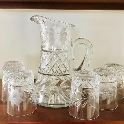 Lot 42L:  Antique Matching Pitcher and Glasses