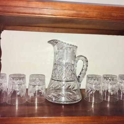 Lot 42L:  Antique Matching Pitcher and Glasses