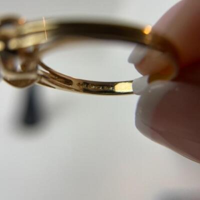 K587 14k Yellow Gold Diamonique CZ Ladies Ring 