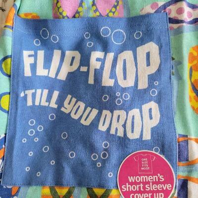 Lot 193: New Summer Beach Theme Shorts & Shirt Set and New Bathing Suit Cover Up Dress 