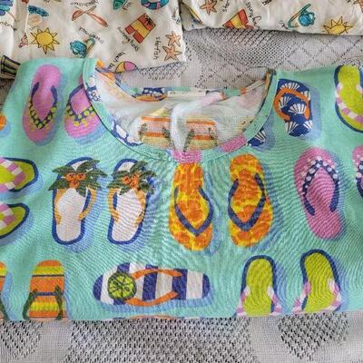 Lot 193: New Summer Beach Theme Shorts & Shirt Set and New Bathing Suit Cover Up Dress 
