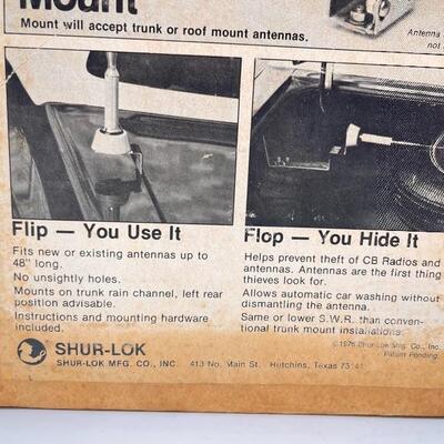 VINTAGE SHUR-LOCK â€œFLIP FLOPâ€ DISAPPEARING ANTENNA MOUNT FOR CARS