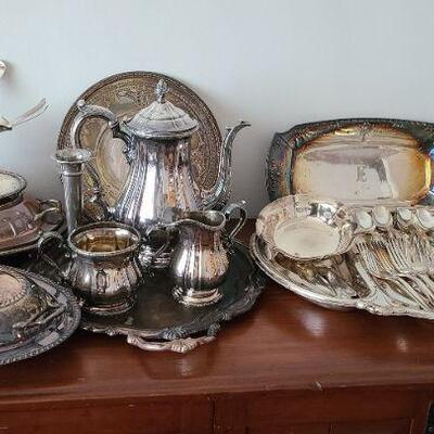 Lot 19F: Silver Plate Serving Pieces