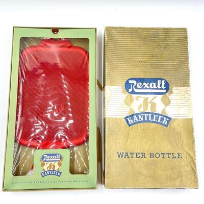 VINTAGE REXALL KANTLEEK HOT WATER BOTTLE, ATTACHMENT SET AND â€œBED BUDDYâ€ HOT/COLD PACK