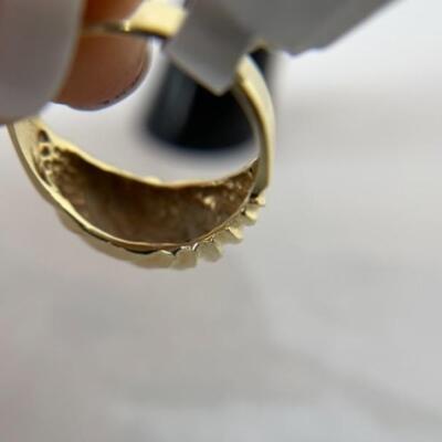 K595 14k Yellow Gold Diamond Cut Dome Shrimp Style Ladies Ring 