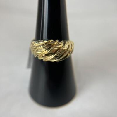 K595 14k Yellow Gold Diamond Cut Dome Shrimp Style Ladies Ring 