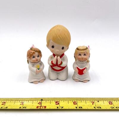 RUSS CHRISTMAS BOY AND ANGELS FIGURINES SET OF 3