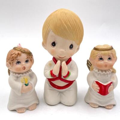 RUSS CHRISTMAS BOY AND ANGELS FIGURINES SET OF 3
