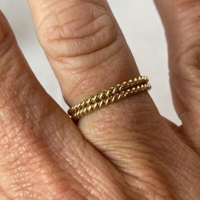 K596 Two Sets of Two 18k Yellow Gold Rings /Bands 