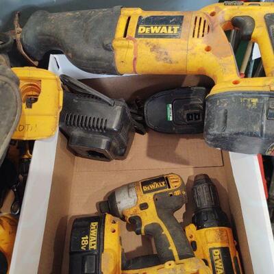lot 137 - Box of Dewalt power tools/batteries/chargers as shown