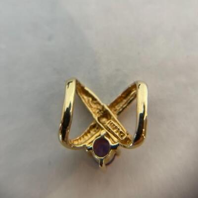K598 14k Yellow Gold Amethyst Slide / Pendant  