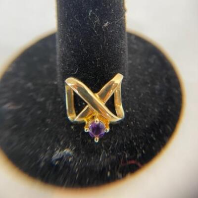K598 14k Yellow Gold Amethyst Slide / Pendant  
