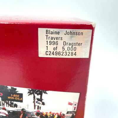 ACTION â€œBLAINE JOHNSONâ€ TRAVERS 1996 DRAGSTER DIE CAST COLLECTIBLE REPLICA