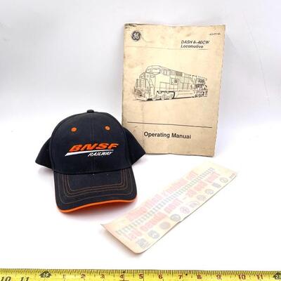 BNSF HAT, LOCOMOTIVE MANUAL, AND BUMPER STICKER