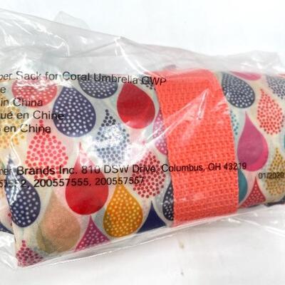CORAL RAINDROP UMBRELLA WITH MATCHING SHOPPING BAG