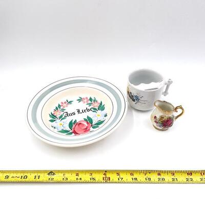 GERMAN BOWL, MOUSTACHE CUP, AND MINI PITCHER