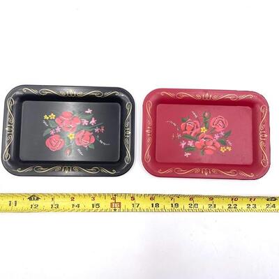 MINI FLORAL PAINTED METAL TRAYS