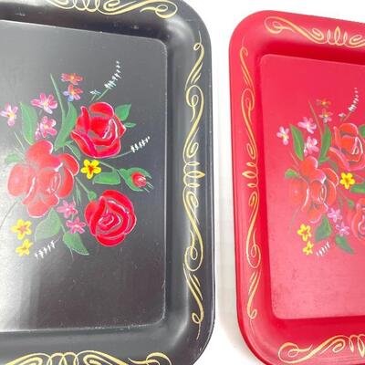 MINI FLORAL PAINTED METAL TRAYS