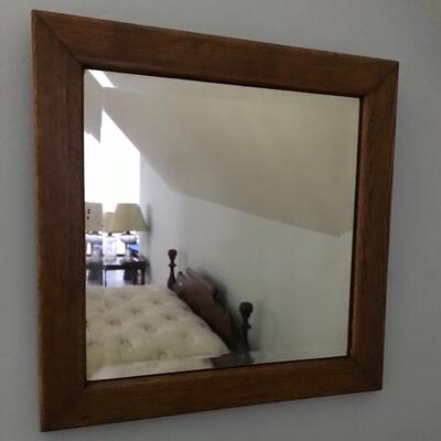 Lot 77SB Vintage Small Beveled Oak Wall Mirror